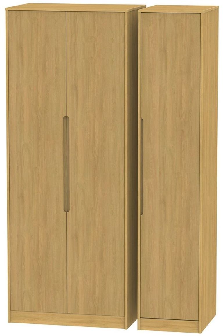 Monaco Modern Oak 3 Door Tall Triple Wardrobe