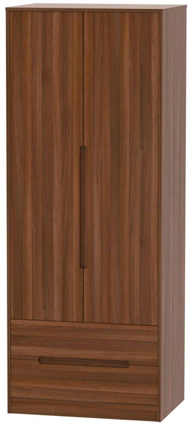 Monaco Noche Walnut 2 Door 2 Drawer Tall Wardrobe