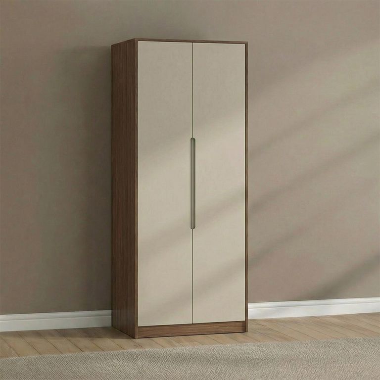 Monaco Wardrobe - 2 Door - Plain - Tall - Cashmere and Carini Walnut