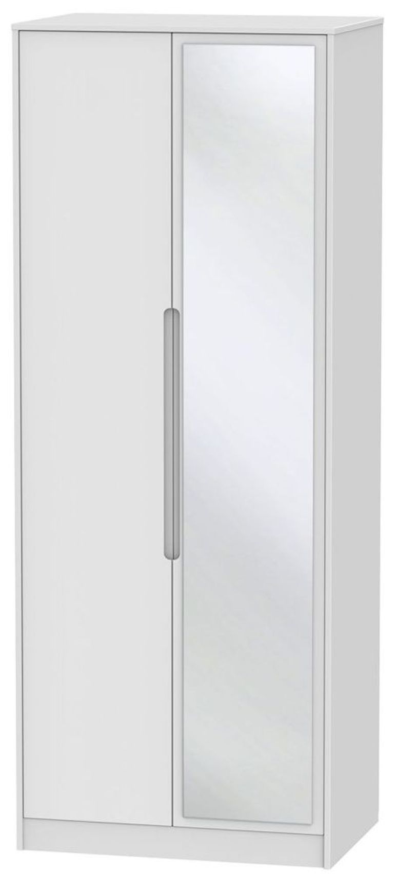 Monaco White 2 Door Tall Wardrobe - 1 Mirror