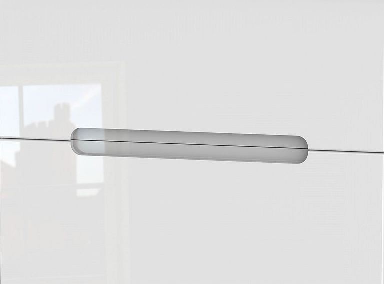 Monaco White Gloss 3 Door Tall Combi Wardrobe - 1 Mirror and RHF 2 Drawers