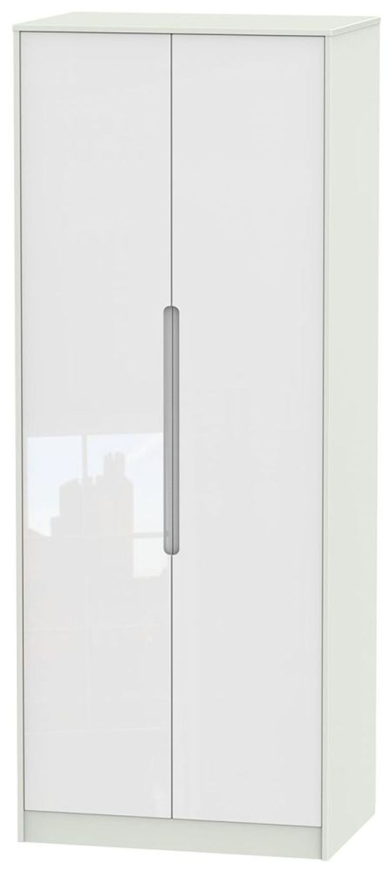 Monaco White Gloss and Cashmere 2 Door Plain Tall Wardrobe