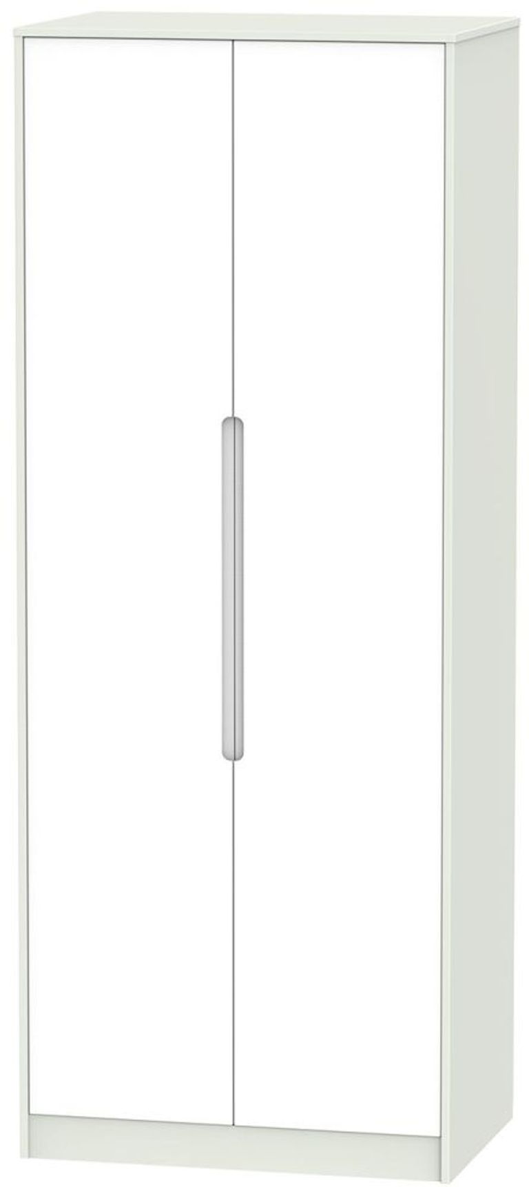 Monaco White and Cashmere 2 Door Plain Tall Wardrobe