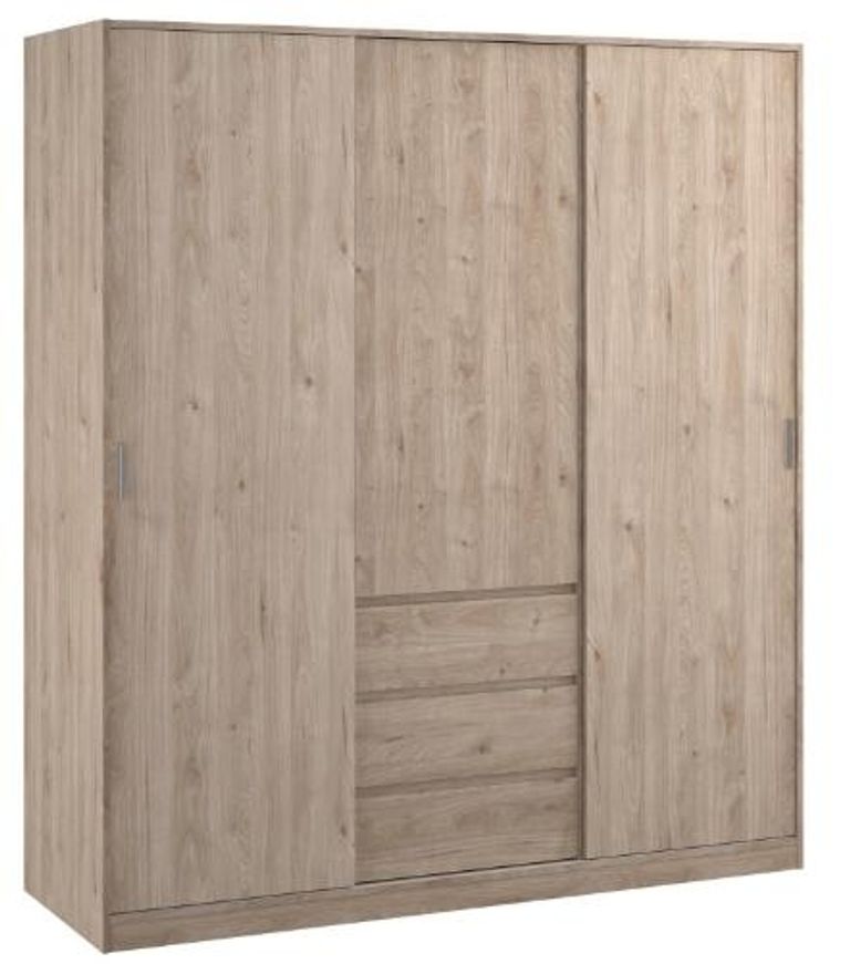 Naia Oak Effect 3 Door 3 Drawer Wardrobe