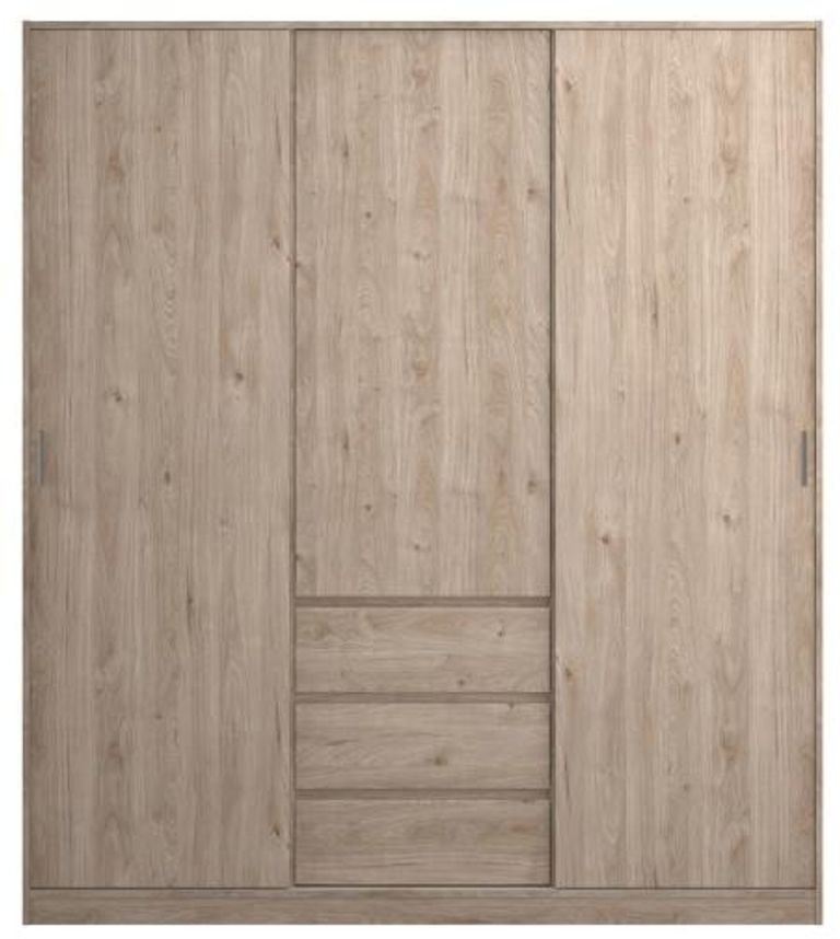 Naia Oak Effect 3 Door 3 Drawer Wardrobe