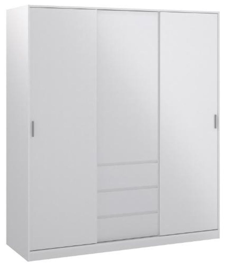 Naia White Gloss 3 Door 3 Drawer Wardrobe