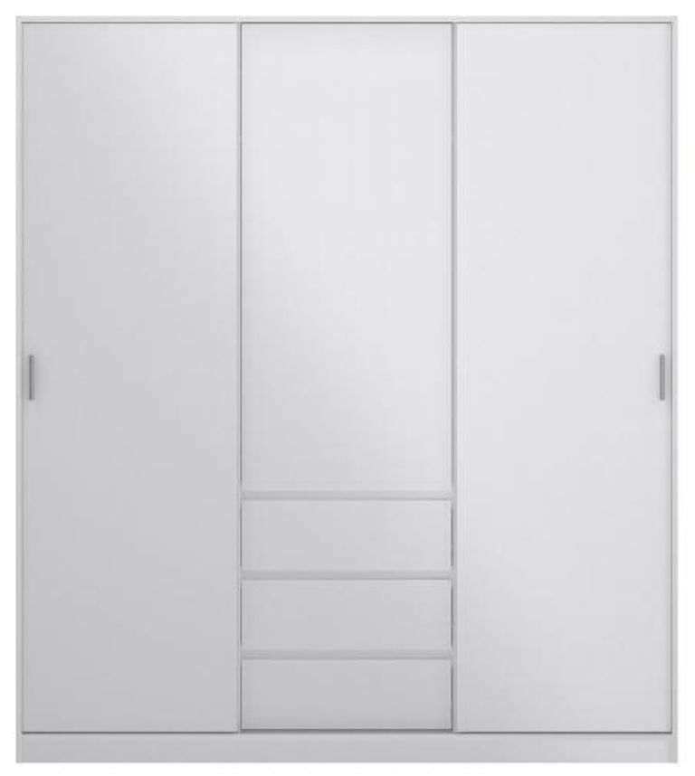 Naia White Gloss 3 Door 3 Drawer Wardrobe