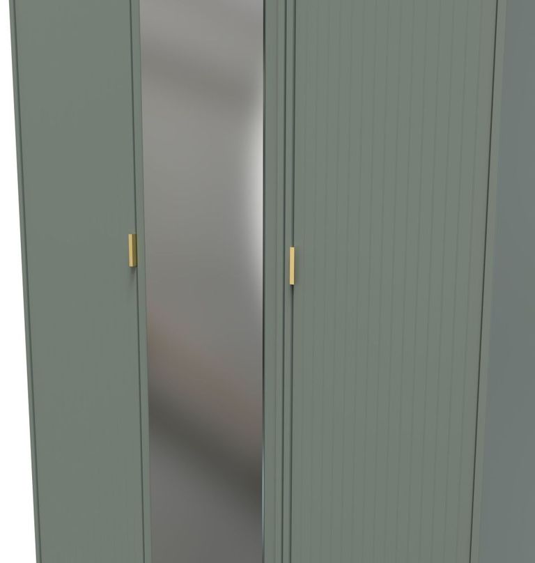 Nashville Green 3 Door Tall Triple Wardrobe - 1 Mirror