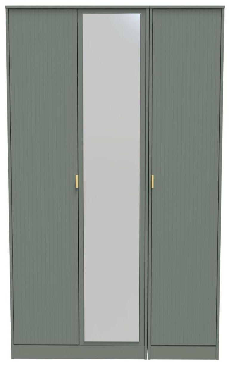 Nashville Green 3 Door Tall Triple Wardrobe - 1 Mirror