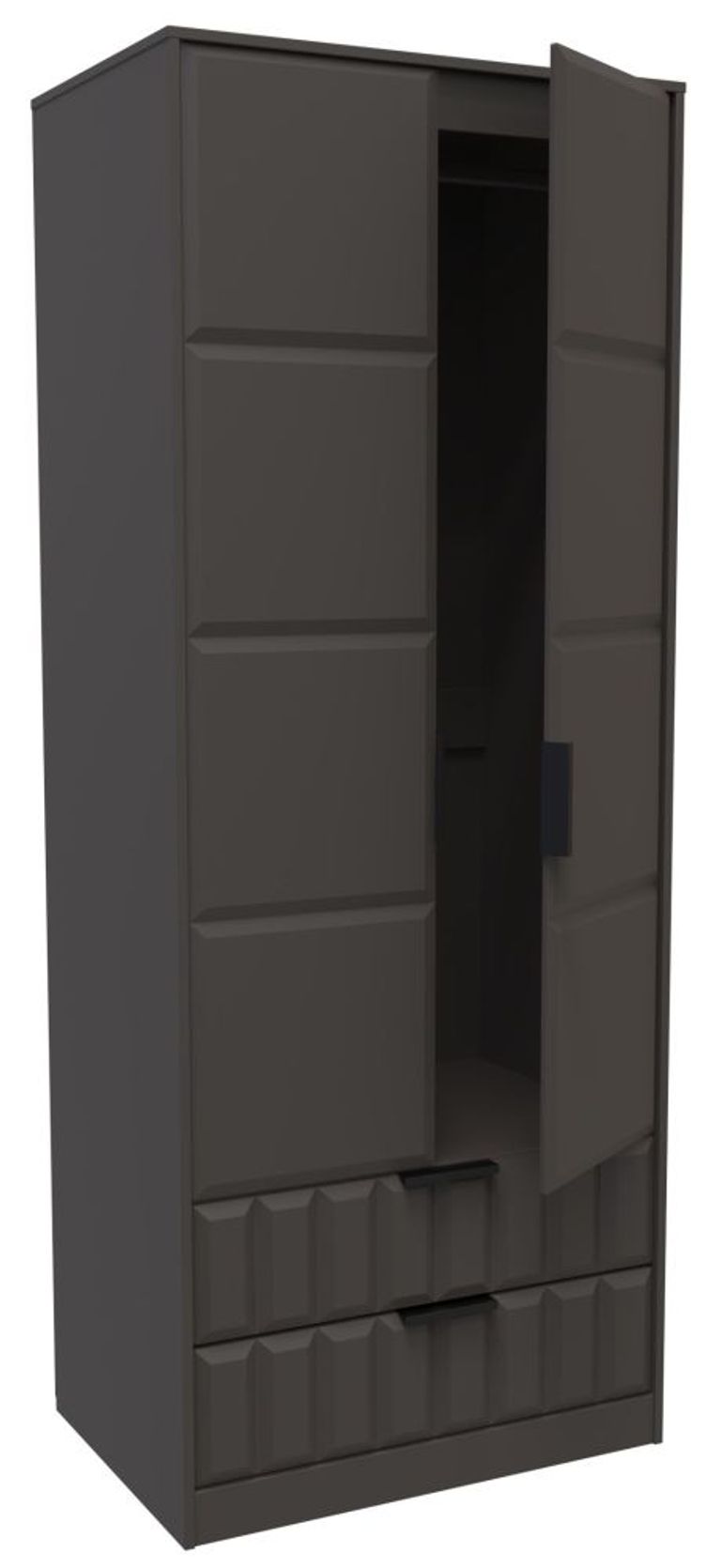New York Graphite 2 Door 2 Drawer Tall Wardrobe
