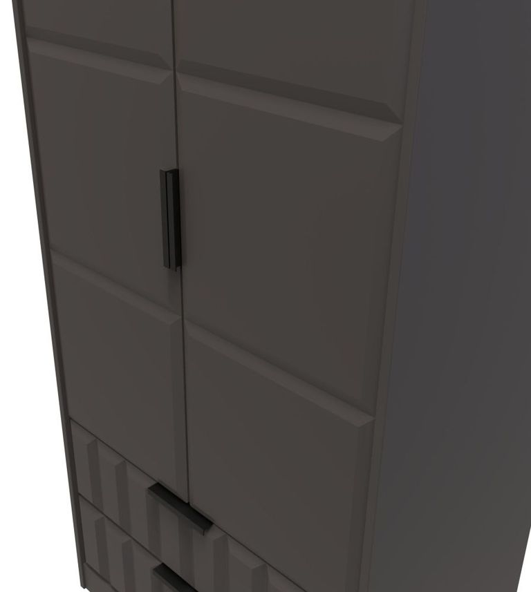 New York Graphite 2 Door 2 Drawer Tall Wardrobe