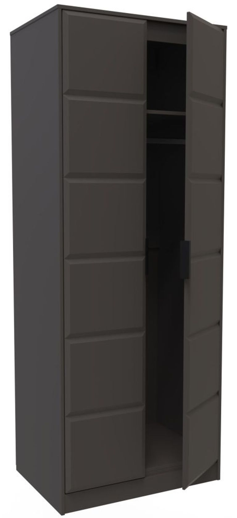 New York Graphite 2 Door Plain Tall Wardrobe