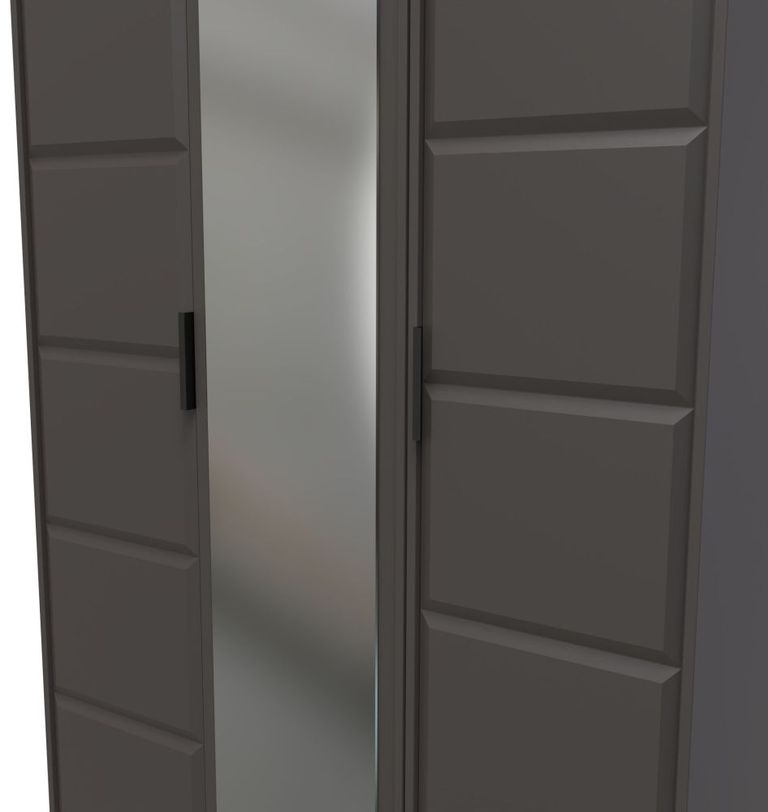 New York Graphite 3 Door Tall Triple Wardrobe - 1 Mirror