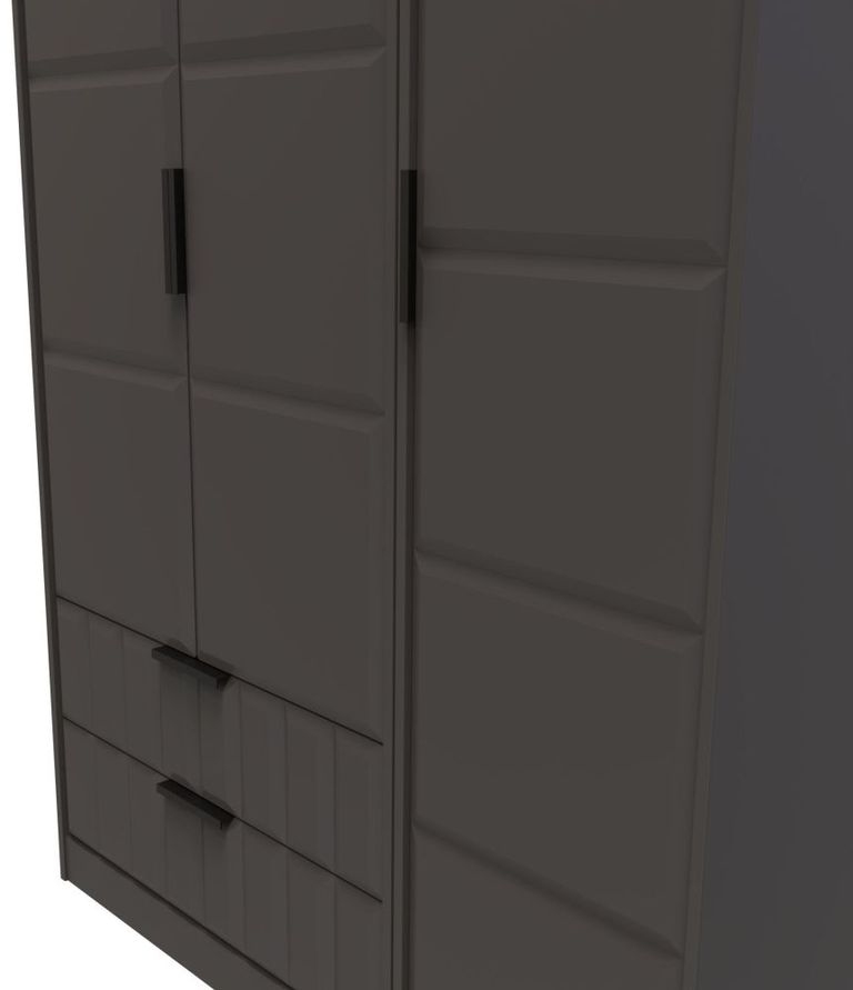 New York Graphite 3 Door Tall Triple Wardrobe - LHF 2 Drawers