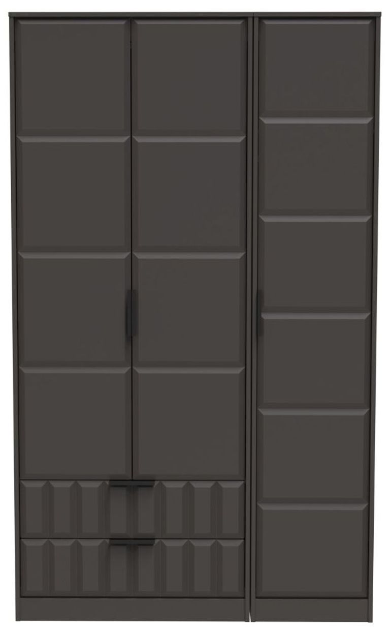 New York Graphite 3 Door Tall Triple Wardrobe - LHF 2 Drawers