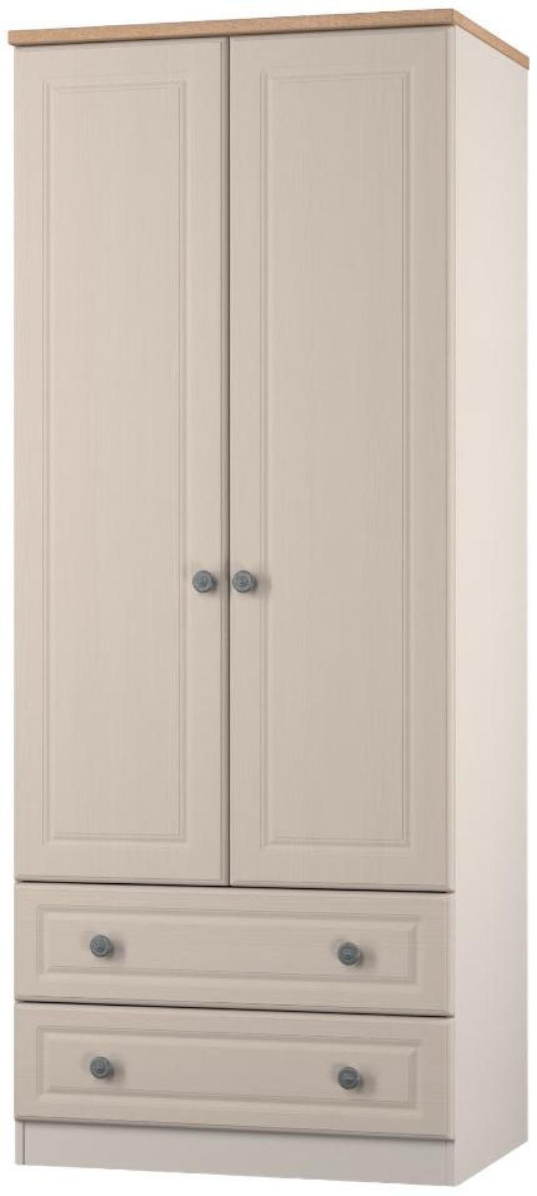 Norfolk Cashmere and Oak Effect 2 Door 2 Drawer Double Wardrobe