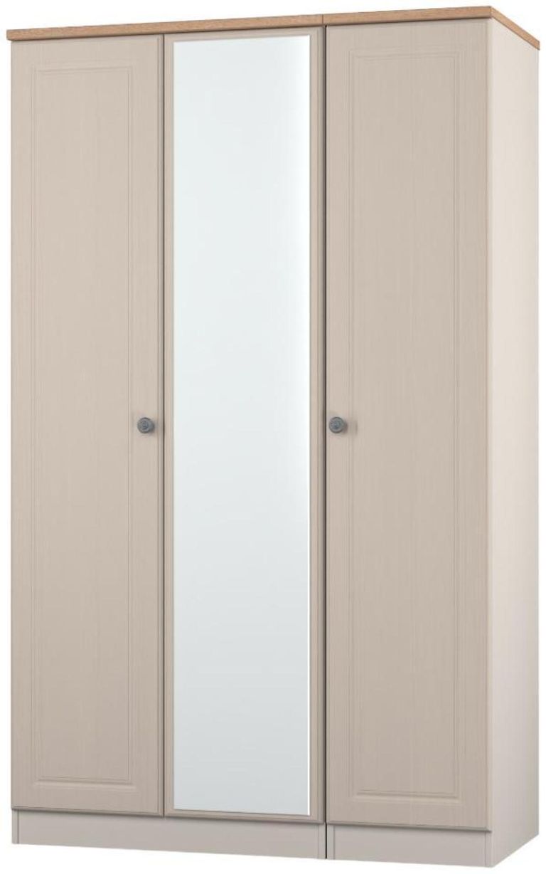 Norfolk Cashmere and Oak Effect 3 Door Triple Wardrobe - 1 Mirror