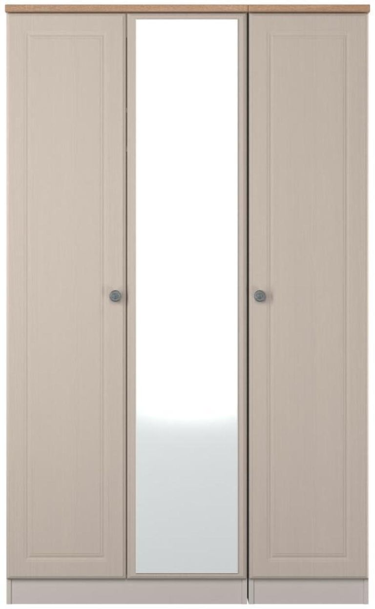 Norfolk Cashmere and Oak Effect 3 Door Triple Wardrobe - 1 Mirror