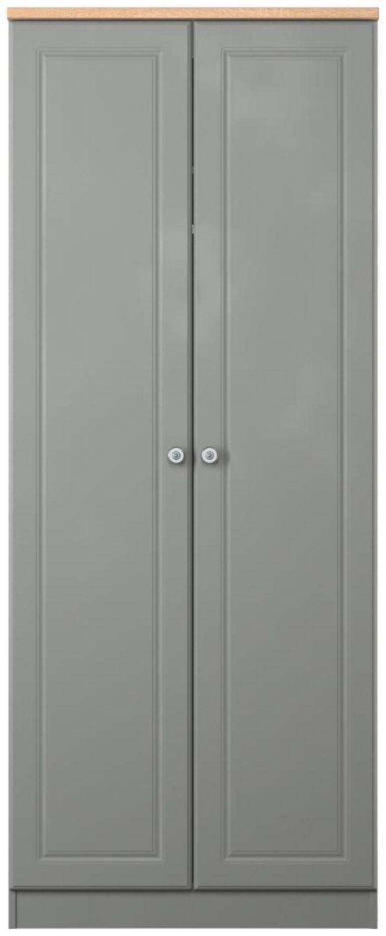 Norfolk Grey and Oak Effect 2 Door Plain Wardrobe