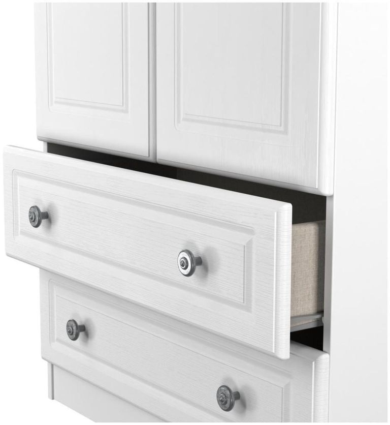 Norfolk White and Oak Effect 2 Door 2 Drawer Double Wardrobe