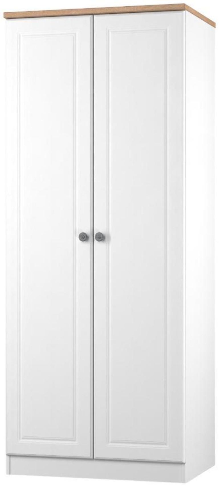 Norfolk White and Oak Effect 2 Door Plain Wardrobe