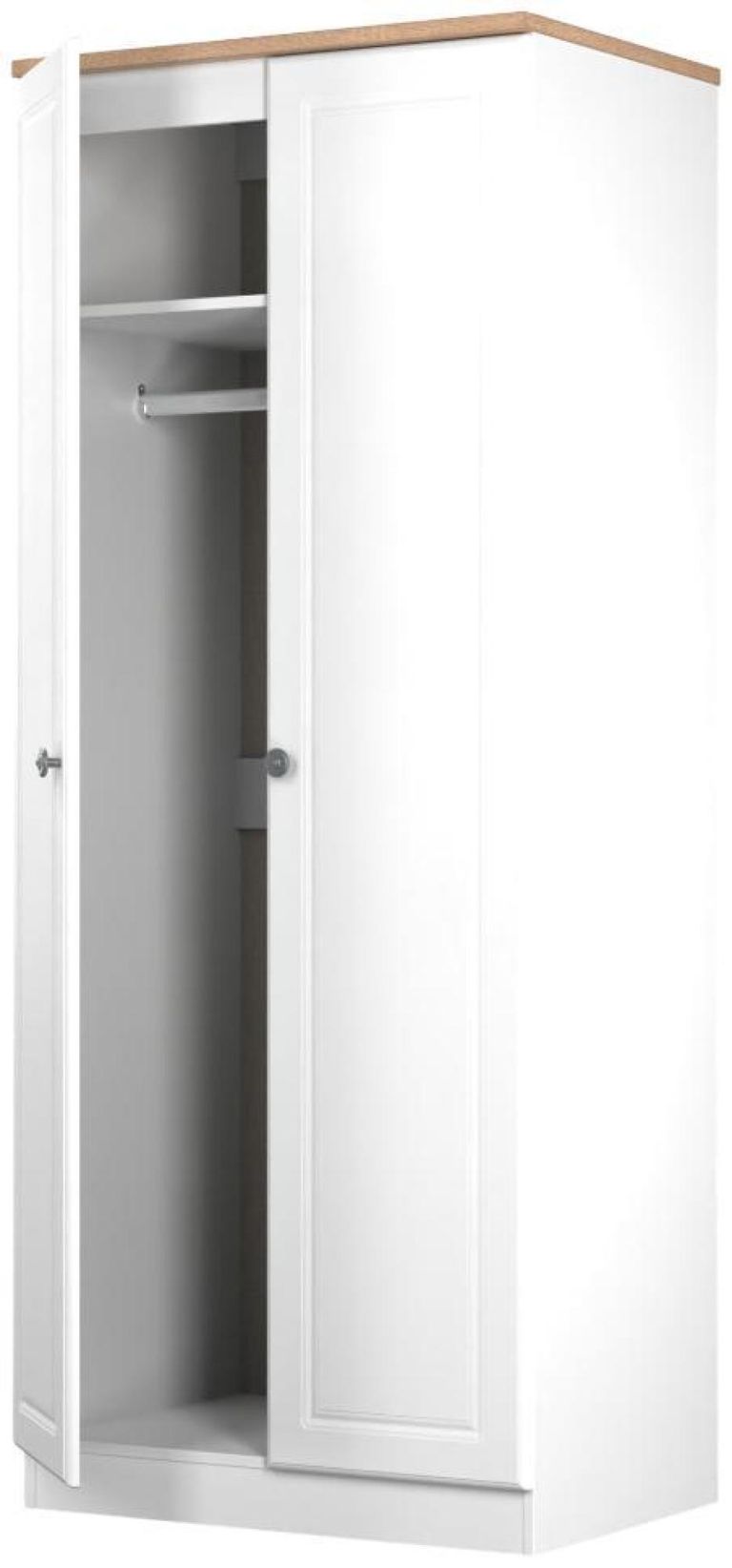 Norfolk White and Oak Effect 2 Door Plain Wardrobe