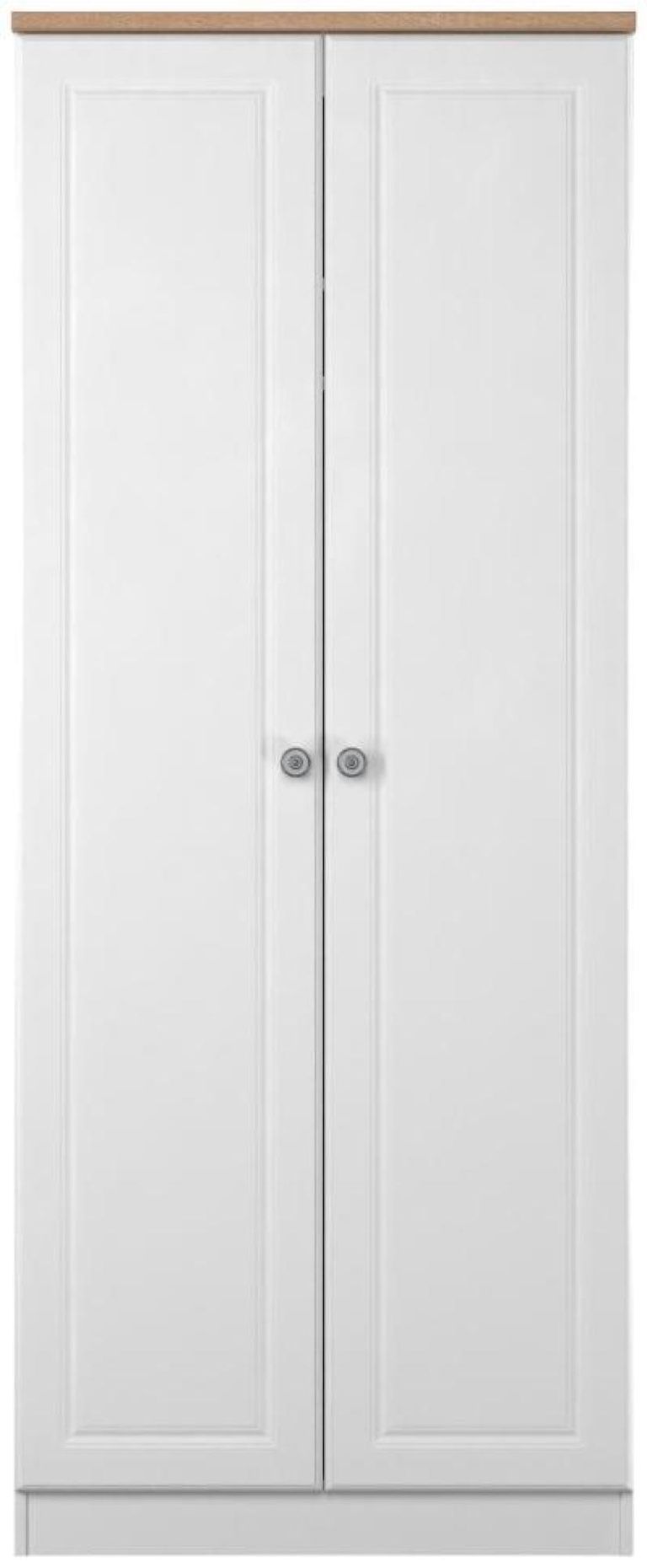 Norfolk White and Oak Effect 2 Door Plain Wardrobe