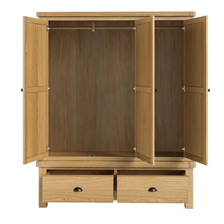 Normandy Wardrobe - 3 Door 2 Drawer - Oak