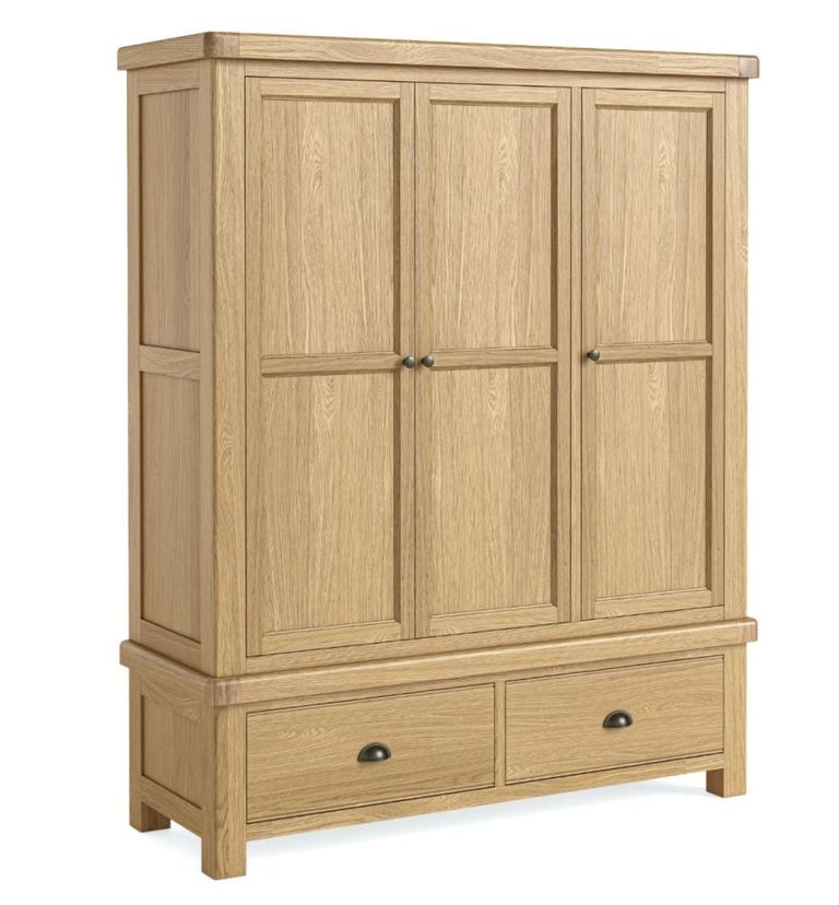 Normandy Wardrobe - 3 Door 2 Drawer - Oak