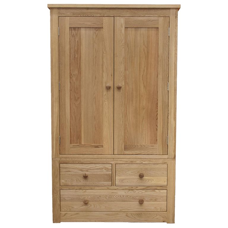 Torino Wardrobe - 2 Door - 3 Drawer - Oak