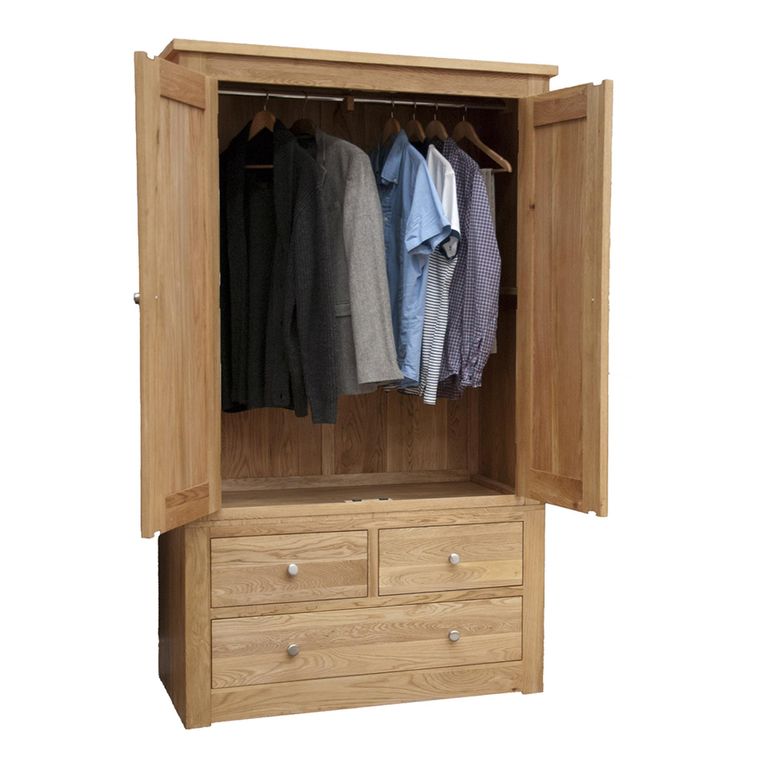 Torino Wardrobe - 2 Door - 3 Drawer - Oak