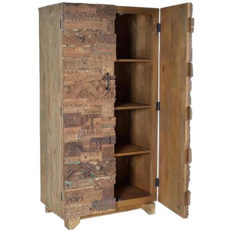 Omao Carved Mango Wood - 2 Door Wardrobe
