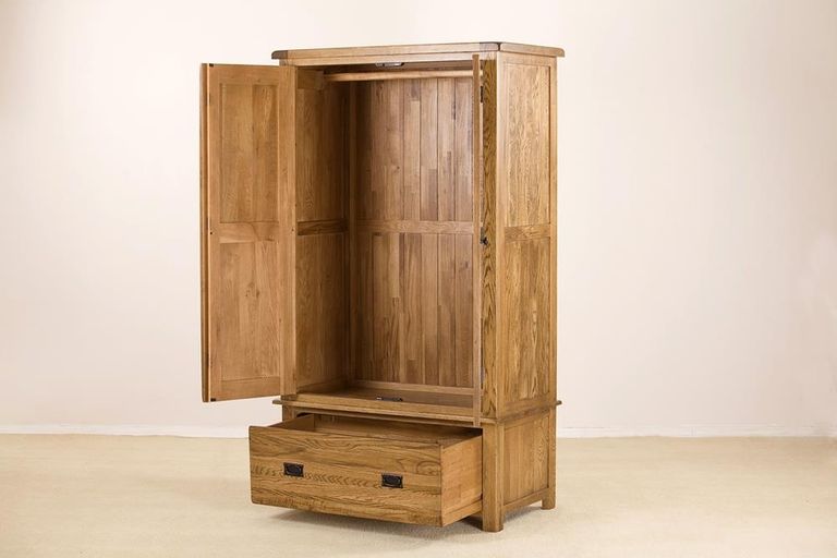 Originals Rustic Oak 2 Door 1 Drawer Wardrobe