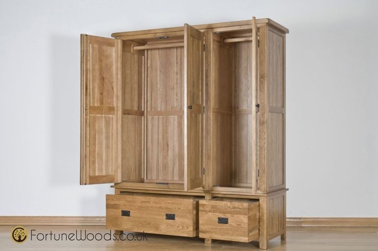 Originals Rustic Oak 3 Door 2 Drawer Wardrobe
