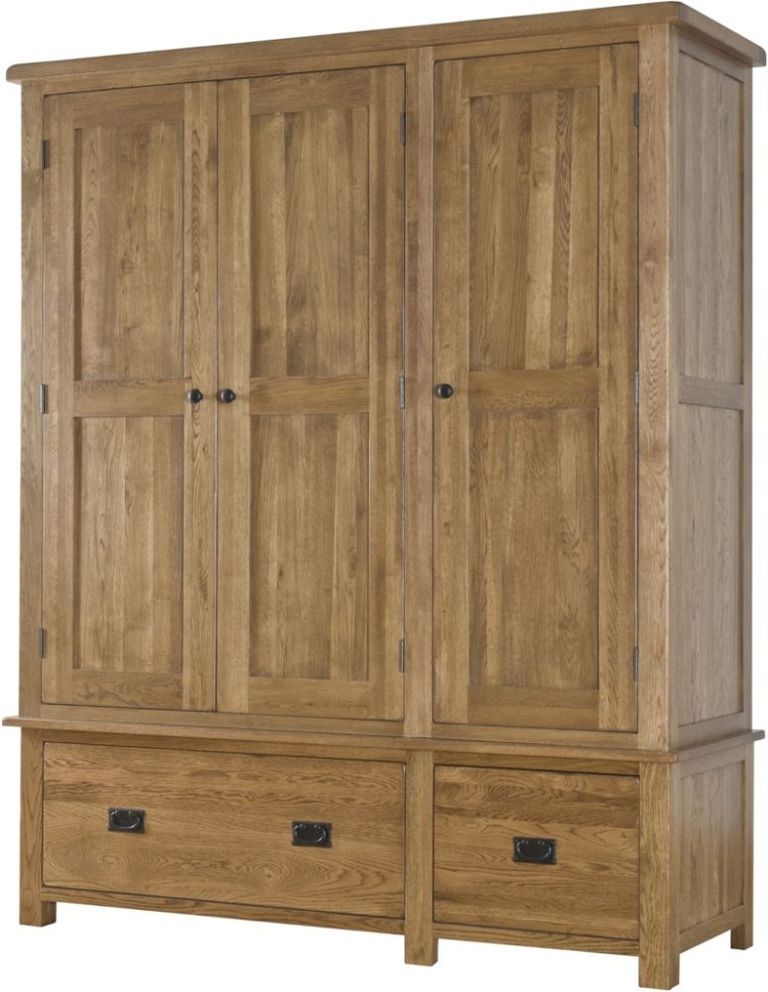 Originals Rustic Oak 3 Door 2 Drawer Wardrobe