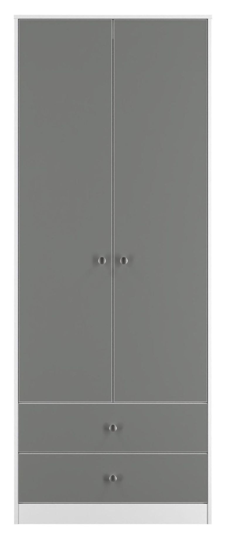 Padstow Grey and White 2 Door 2 Drawer Tall Wardrobe