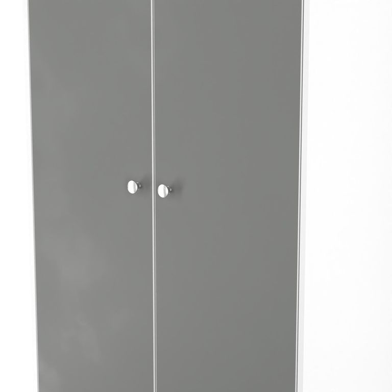 Padstow Grey and White 2 Door Plain Tall Wardrobe