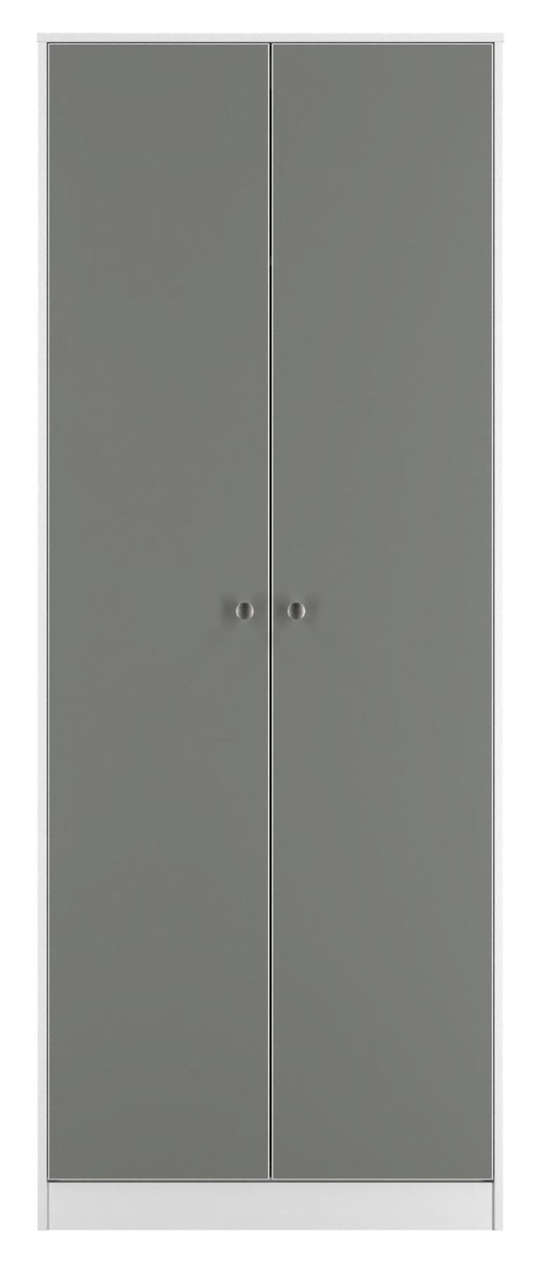 Padstow Grey and White 2 Door Plain Tall Wardrobe
