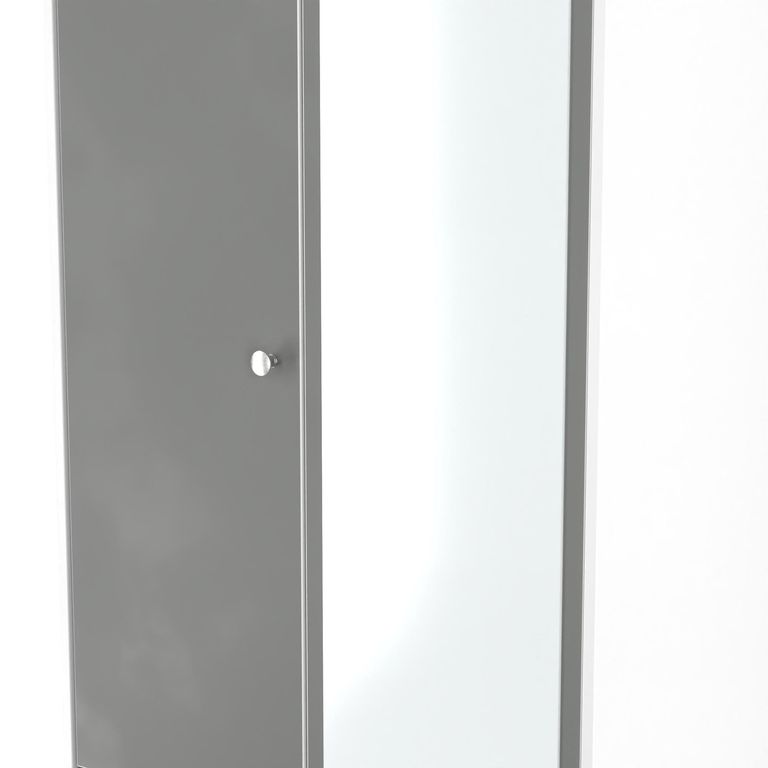 Padstow Grey and White 2 Door Tall Combi Wardrobe - 1 Mirror