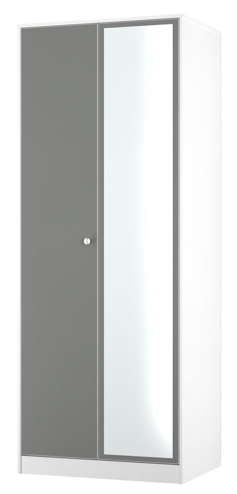 Padstow Grey and White 2 Door Tall Wardrobe - 1 Mirror
