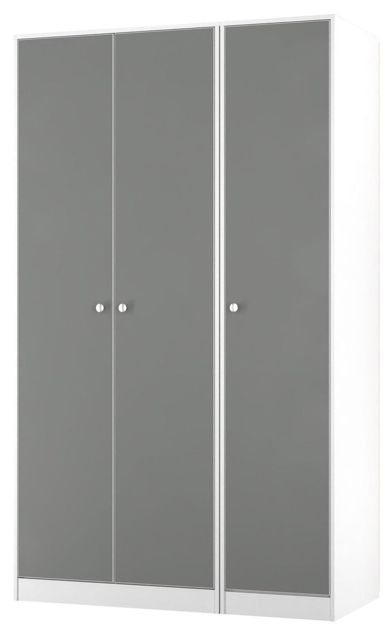 Padstow Grey and White 3 Door Tall Triple Wardrobe