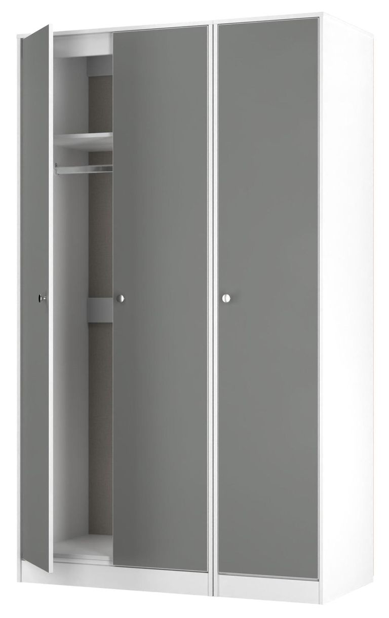 Padstow Grey and White 3 Door Tall Triple Wardrobe