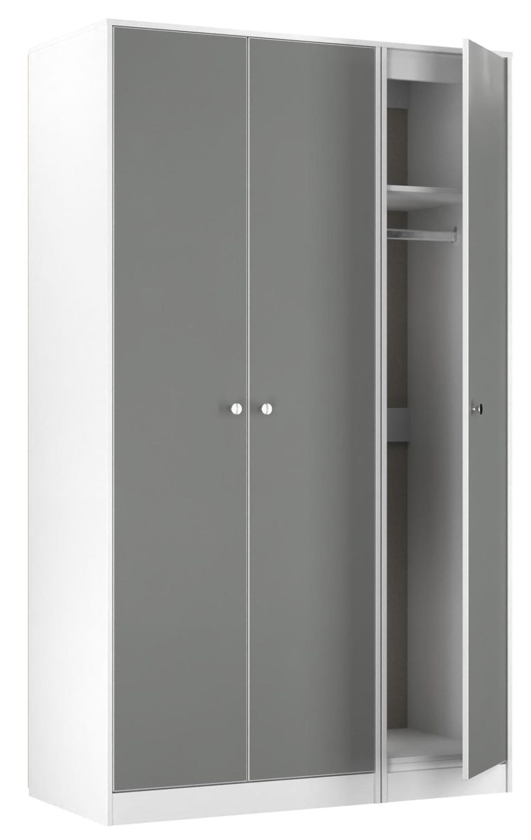 Padstow Grey and White 3 Door Tall Triple Wardrobe