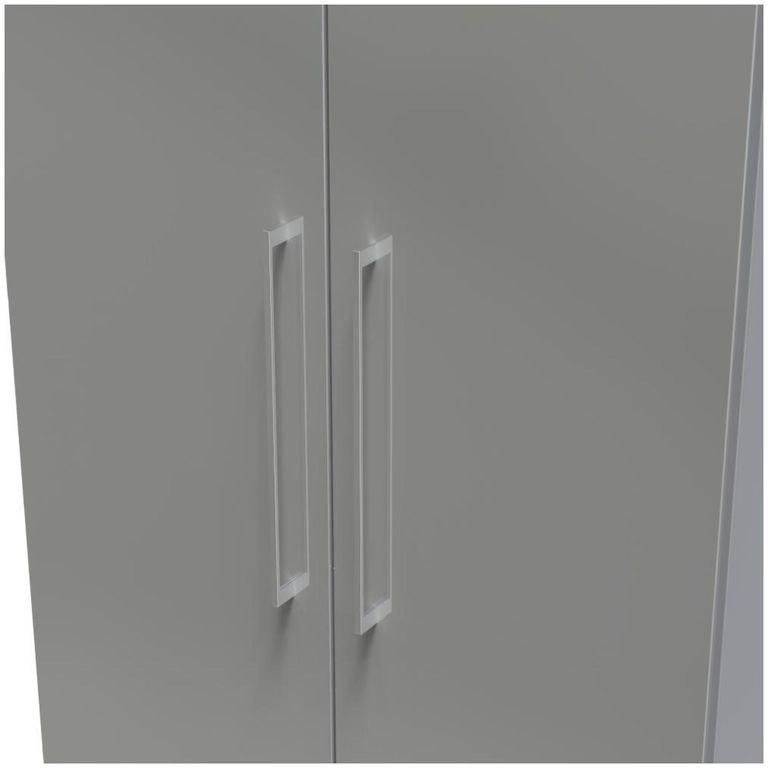 Paris Grey Gloss 2 Door Plain Tall Wardrobe