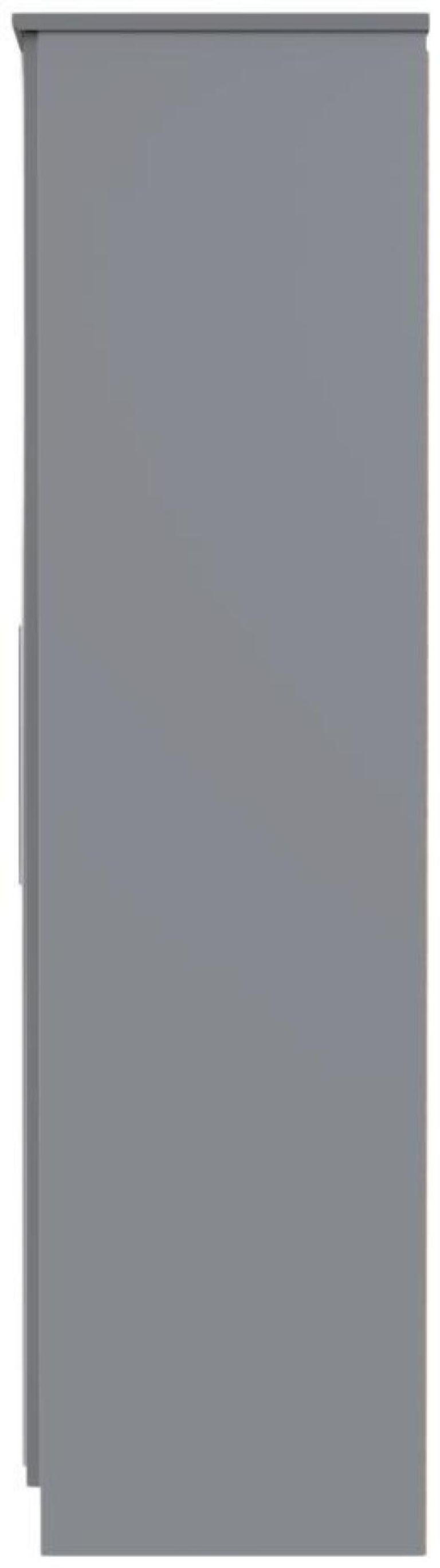 Paris Grey Gloss 2 Door Tall Wardrobe - 1 Mirror