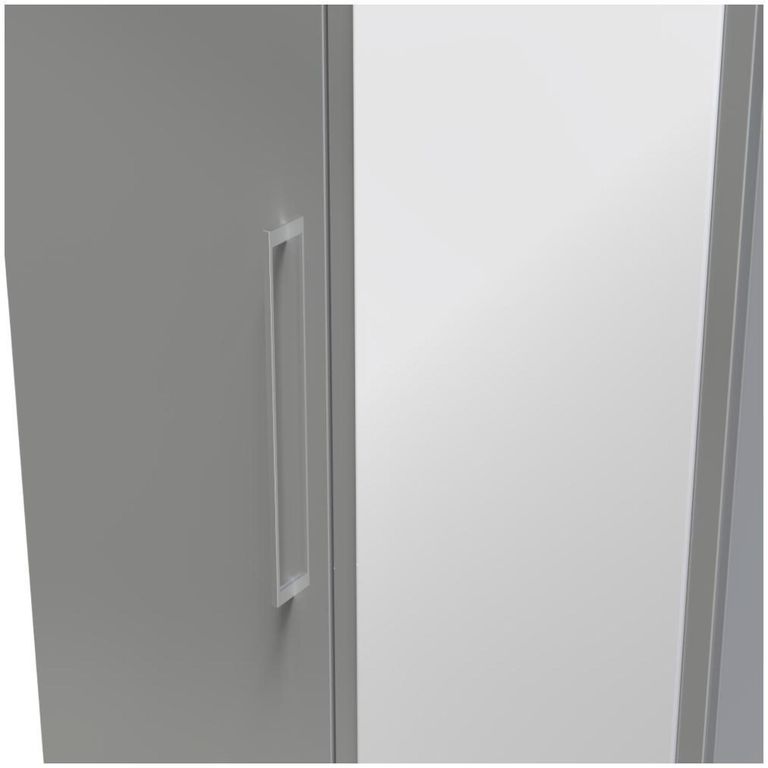 Paris Grey Gloss 2 Door Tall Wardrobe - 1 Mirror