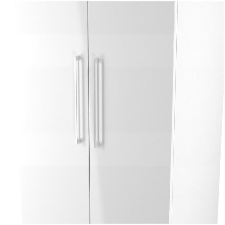 Paris White Gloss 2 Door Plain Tall Wardrobe