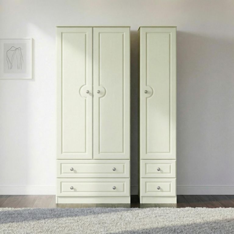 Pembroke Wardrobe - 3 Door - 4 Drawers - Triple - Cream