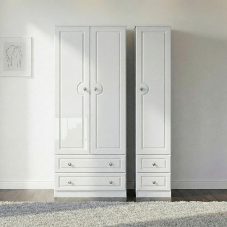 Pembroke Wardrobe - 3 Door - 4 Drawers - Triple - White
