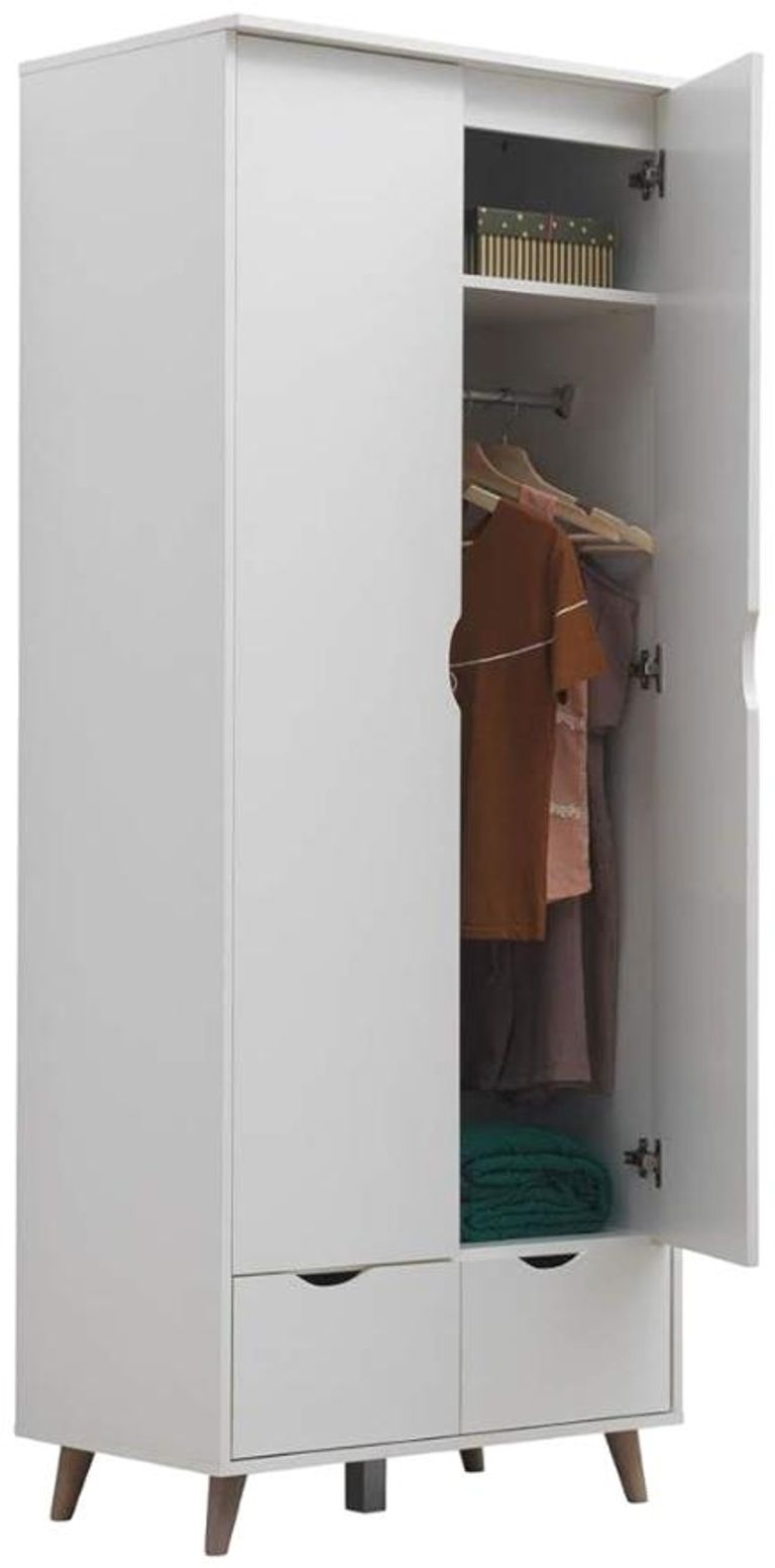 Perce White 2 Door 2 Drawer Wardrobe